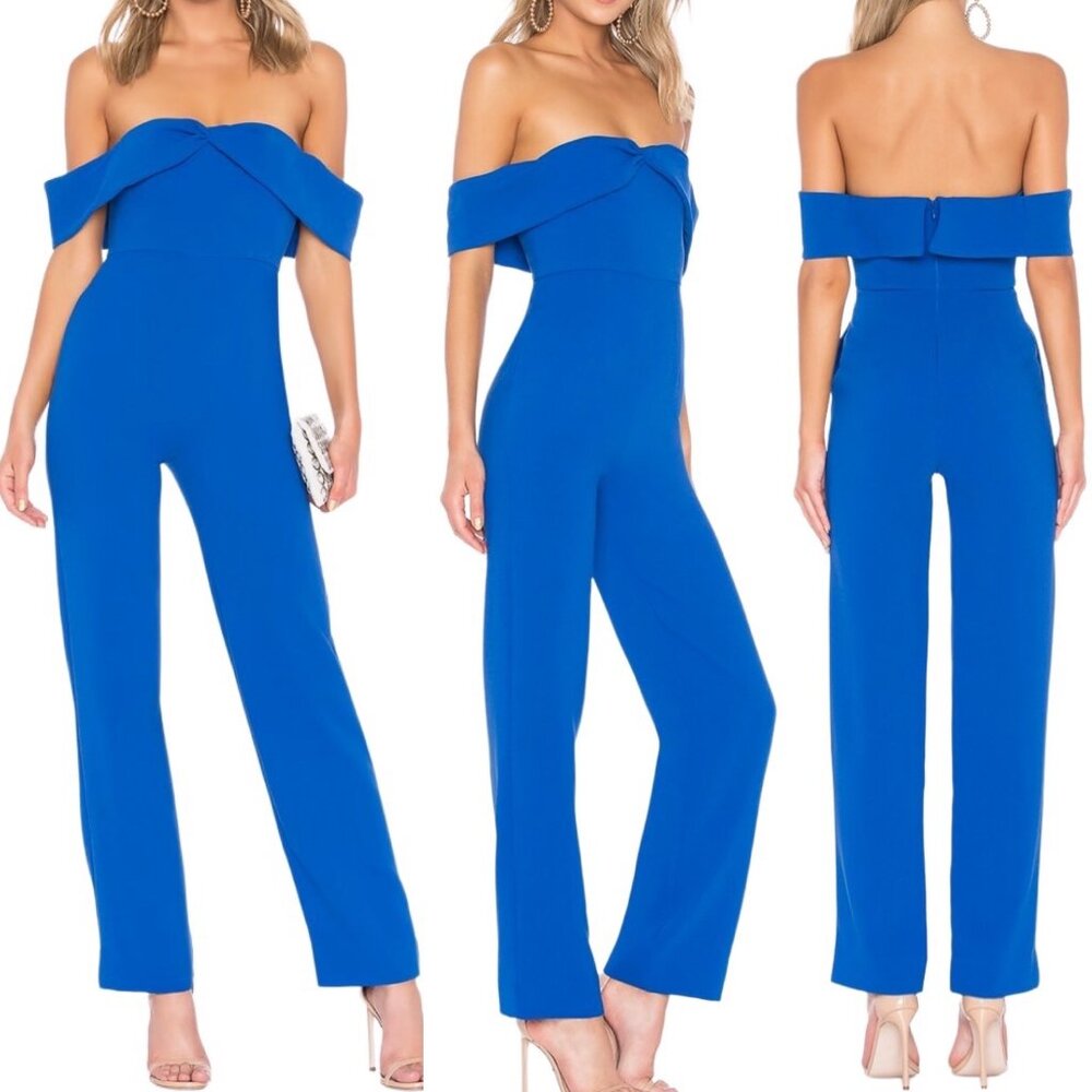 Lovers + Friends Danica Off The Shoulder Jumpsuit in Cerulean Blue Women's Sz M